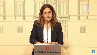 La consejera de Presidencia, Laura Vilagrà, en una rueda de prensa.