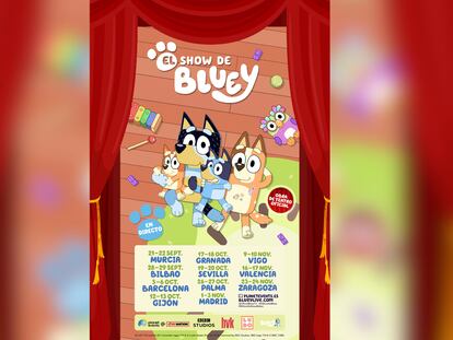 Cartel oficial de fechas de las funciones del espectáculo de 'El show de Bluey'