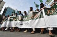 Una protesta contra el aumento a la electricidad en Karachi, Pakistán, en julio.