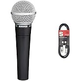 Shure SM58-LC Cardioid Dynamic Vocal Microphone,Black & Stagg 3m XLR to XLR Plug Microphone Cable