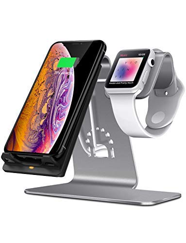 Bestand Qi ワイヤレス充電器ドック2つのコイルワイヤレス&Apple Watchスタンド対応 スSamsung Galaxy/ iPhone 8/ 8 Plus/ X 他Qi対応機種付属 Qi 充電器(グレー)