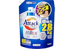 【Amazon.co.jp限定】【大容量】デカラクサイズ アタック抗菌EX 洗濯洗剤 液体 洗ってもぶりかえすゾンビ臭断絶へ! つめかえ用 2800ｇ