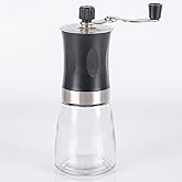 Moedor Manual de Café e Grãos Inox e Vidro Com Núcleo em Cerâmica