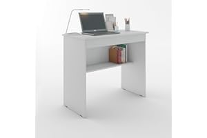 Escrivaninha/Mesa de Computador com 1 Gaveta e Prateleira Organizadora para Quarto ou Escritório de Estudo (Branco)