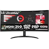 Monitor LG UltraWide Curvo - Tela VA de 34”, WQHD 3440 x 1440, 21:9, sRGB 99%, HDR10, PBP, OnScreen Control, Modo Leitura e F