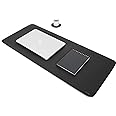 MousePad Desk Pad Eddias em Couro Ecologico 90x40cm + Porta-Copos - (Preto)