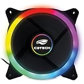 C3Tech - Cooler Fan Gaming F7-L120M 12cm - Com iluminação RGB 12v 1200RPM Multicor