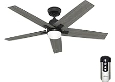 Hunter Fan Ventilador de techo interior negro mate de 52 pulgadas con luz LED y control remoto para dormitorio, sala de estar