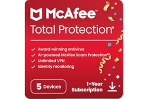 McAfee Total Protection 2024 | 5 Device | Cybersecurity Software Includes Antivirus, Secure VPN, Password Manager, Dark Web M