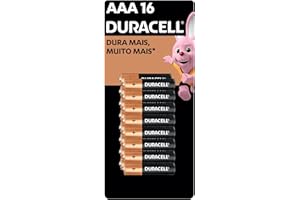 DURACELL - Pilha Alcalina AAA, Palito com 16 unidades