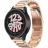 Pulseira de Aço Inoxidável Marca 123Smart Compatível com Galaxy Watch 4 Galaxy Watch 5 Watch5 Watch 6 40mm 42mm 43mm 44mm 45m