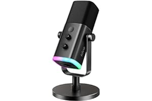 FIFINE XLR/USB Dynamic Microphone for Podcast Recording, PC Computer Gaming Streaming Mic with RGB Light, Mute Button, Headph