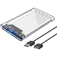 Case para HD transparente, Usb 3.0, transmissão 6gbps, Sata 2.5", Hhd ou Ssd, Ecase-300