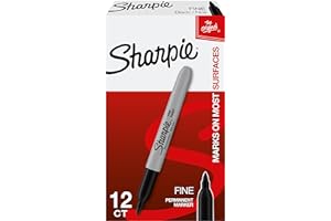 SHARPIE Permanent Markers, Quick-drying, and Fade Resistant, Fine Point, Black, 12 Count