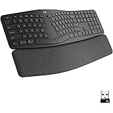 Teclado sem fio Logitech ERGO K860 com Layout de Teclado Dividido, Suporte para Descanso de Pulso, Tecido Resistente a Mancha