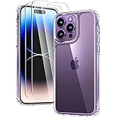 TAURI for iPhone 14 Pro Case, [3 in 1] 1X Clear Case [Not-Yellowing] with 2X Screen Protectors, [Military Grade Drop Protecti