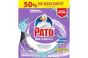 Pato Desodorizador Gel Adesivo 2 Refis Lavanda, Limpeza Banheiro, Vaso Sanitário Limpo e Perfumado, 12 Discos