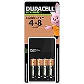 DURACELL - Carregador de Pilhas Recarregáveis AA e AAA Com 4 Pilhas AA