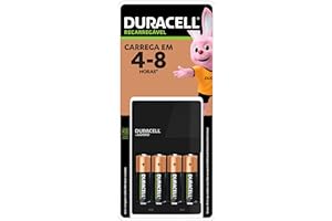 DURACELL - Carregador de Pilhas Recarregáveis AA e AAA Com 4 Pilhas AA