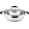 AVACRAFT 18/10 Stainless Steel Everyday Pan with Five-Ply Base, Stir Fry Chef’s Saute Pan with Glass Lid, Multipurpose Stewpo