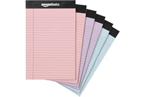 Amazon Basics Narrow Ruled 5 x 8-Inch Lined Writing Note Pads, 6 Count (50 Sheet Pads), Multicolor