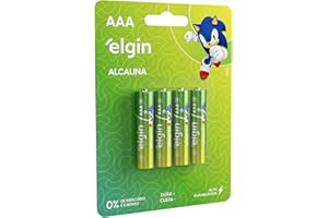 Pilha Alcalina, Elgin, Palito AAA, Blister com 4