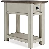 Signature Design by Ashley Bolanburg Farmhouse Chair Side End Table, Light Brown & Whitewash