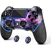 AceGamer Controle sem fio para PS4 com 2 alças de polegar, áudio de 3,5 mm e função turbo, joysticks de gamepad V2 com design