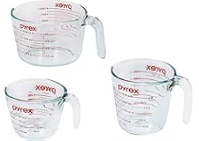 Pyrex Glass Measuring Cup Set (3-Piece, Microwave and Oven Safe),Clear