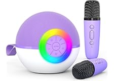 Heroange Máquina de micrófono de karaoke para niños y adultos, mini altavoz Bluetooth portátil con 2 micrófonos inalámbricos,