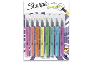 Sharpie Clear View Highlighter Sticks, Chisel Tip, Assorted Fluorescent, 8 Count