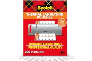 Scotch Thermal Laminating Pouches,200 Pack Laminating Sheets,3 Mil,8.9 x 11.4 Inches, Education Supplies & Craft Supplies, Fo