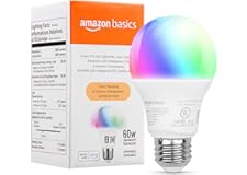 Amazon Basics Smart A19 LED Light Bulb, 2.4 GHz Wi-Fi, 7.5W (Equivalent to 60W) 800LM, Works with Alexa Only, 1-Pack, Multico