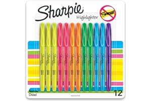 Sharpie Pocket Style Highlighters, Assorted Fluorescent, 12 Count, Chisel Tip, Perfect for Office, School, and Bible Study