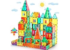 FNJO Magnetic Tiles, Magnet Building Set,60 PCS Building Blocks Set STEM Preschool Montessori Toy for Kids Boys Girls