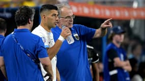 Luis Suarez et Marcelo Bielsa avec l'Uruguay, à Charlotte le 11 juillet 2024