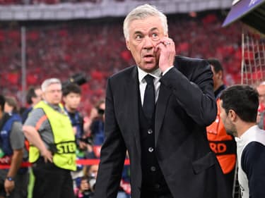 Carlo Ancelotti lors de la demi-finale aller de Ligue des champions Bayern-Real, le 30/04/2024