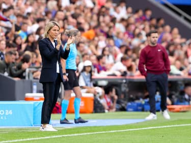 Sonia Bompastor le 25 mai 2024 lors de la finale de la Ligue des champions féminine 