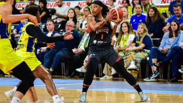 La joueuse de Villeneuve d'Ascq Shavonte Zellous le 14 avril 2024 en finale d'Euroligue