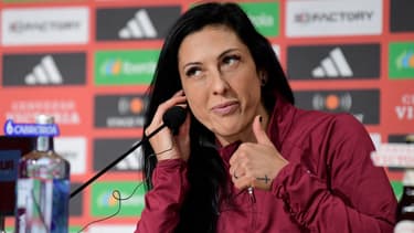 Jenni Hermoso en conférence de presse avant la finale de Ligue des nations contre la France, le 27 février 2024 