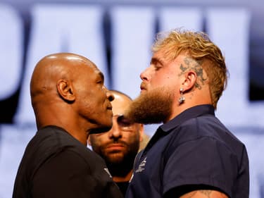 Le duel entre Mike Tyson et Jake Paul après la conférence de présentation de leur combat, le 13 mai 2024 