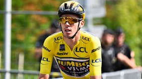 Christophe Laporte en jaune lors du Critérium du Dauphiné en juin 2023