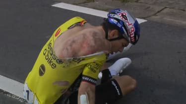 Wout Van Aert après sa chute sur A travers la Flandre