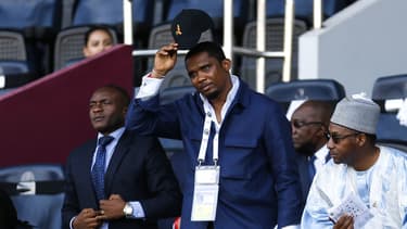 Samuel Eto'o pendant un match du Cameroun en 2022