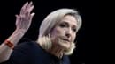 Marine Le Pen lors d'un meeting de campagne du RN pour les européennes, le 1er mai 2024 à Perpignan