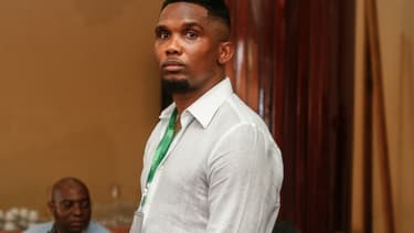 L'ex-footballeur Samuel Eto'o lors de l'assemblée qui l'a porté à la tête de la Fédération camerounaise à Yaoundé, le 11 décembre 2021 