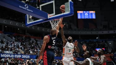 Nicolas Batum lors de Côte d'Ivoire-France à la Coupe du monde de basket, le 2 septembre 2023.