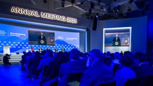 Le président américain Donald Trump s'exprime devant de grands patrons lors d'une visioconférence au Forum économique mondial de Davos, en Suisse, le 23 janvier 2025.