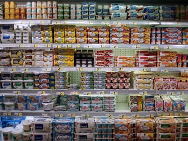 Le rayon yaourts d'un supermarché dans le nord de la France. (photo d'illustration)