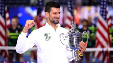 Novak Djokovic après avoir remporté la finale de l'US Open 2023